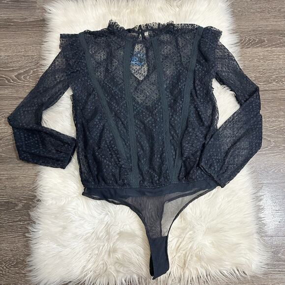 NWT Free People Intimately Womens Goldie Bodysuit Size Medium Lace Whimsigoth - Picture 2 of 6